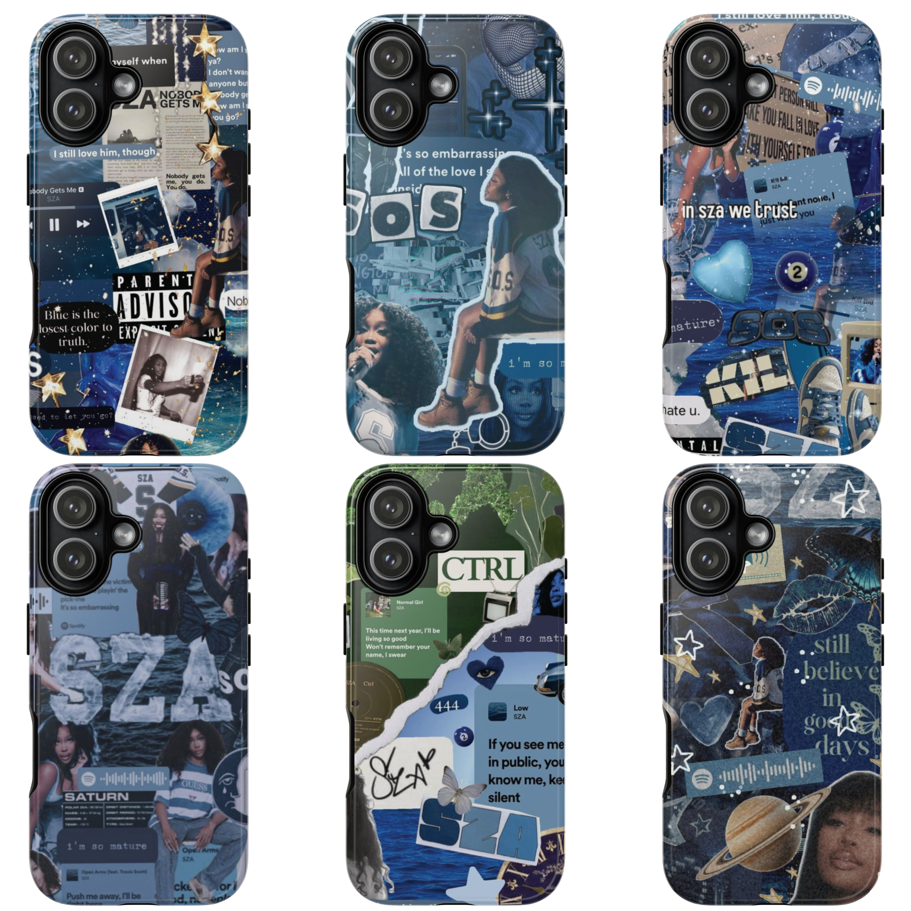 6 Style SZA Inspire Artist Phone Case Collection for iPhone 17-11, Samsung S25-S21 - Senpai Wear