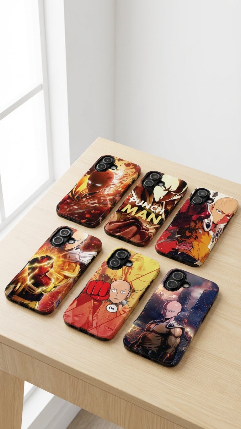 6 Style Saitama One Punch Man Inspire custom Anime Phone Case Collection for iPhone 17-11, Samsung S25-S21 - Senpai Wear