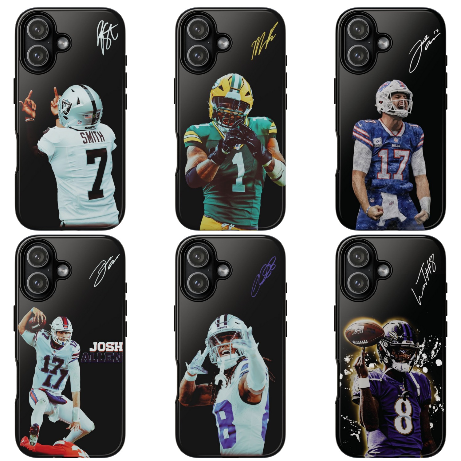 6 Style Signature NFL Football Players Inspire custom Sport Phone Case Collection for iPhone 17-11, Samsung S25-S21 - Senpai Wear
