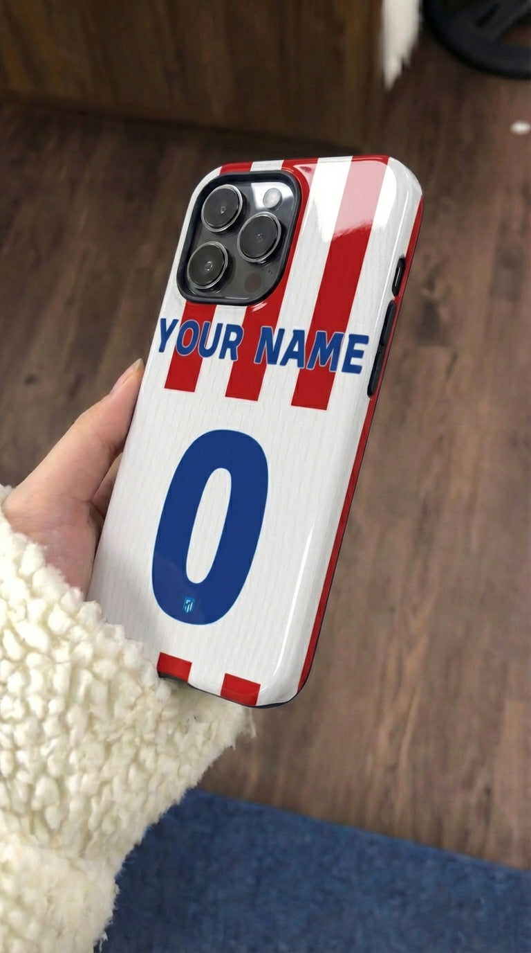 Custom Personal Back Number Jersey Atletico Madrid 2025/2026 Cup Soccer Team Inspire custom Sport Phone Case Collection for iPhone 17-11, Samsung S25-S21