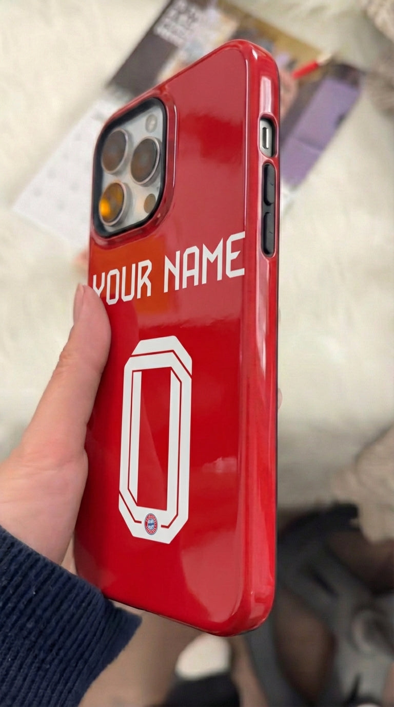 Custom Personal Back Number Jersey FC Bayern Munchen 2025/2026 Cup Soccer Team Inspire custom Sport Phone Case Collection for iPhone 17-11, Samsung S25-S21