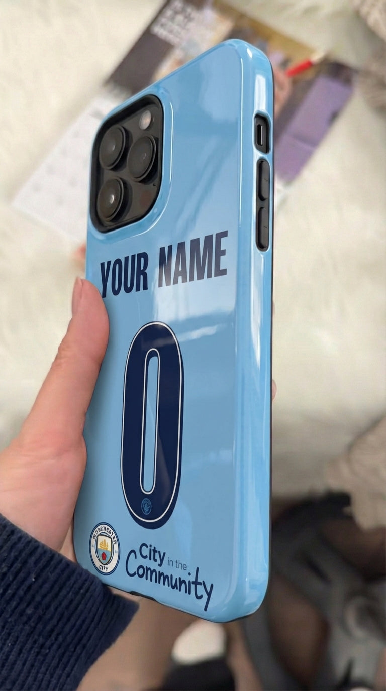 Custom Personal Back Number Jersey Manchester City 2025/2026 Cup Soccer Team Inspire custom Sport Phone Case Collection for iPhone 17-11, Samsung S25-S21