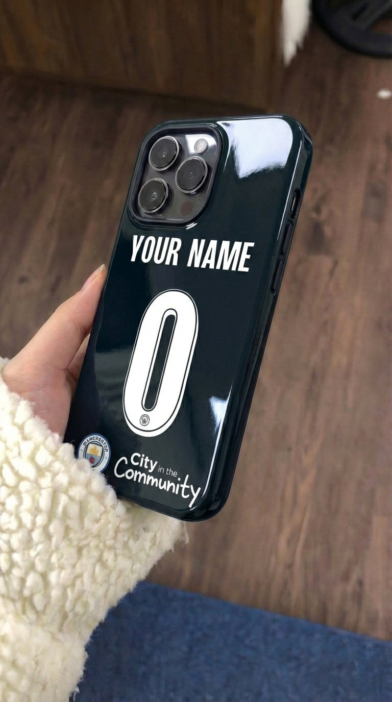 Custom Personal Back Number Jersey Manchester City 2025/2026 Cup Soccer Team Inspire custom Sport Phone Case Collection for iPhone 17-11, Samsung S25-S21
