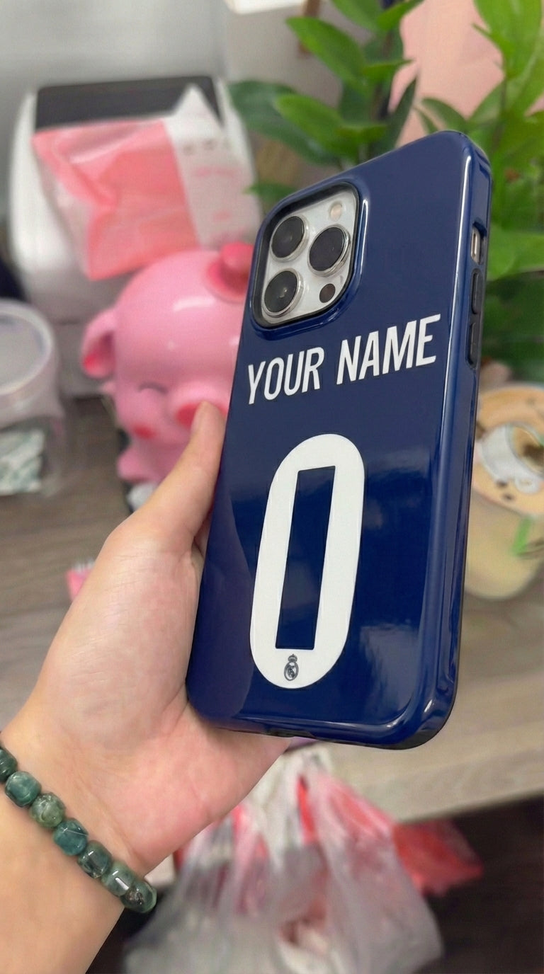Custom Personal Back Number Jersey Real Madrid CF 2025/2026 Cup Soccer Team Inspire custom Sport Phone Case Collection for iPhone 17-11, Samsung S25-S21