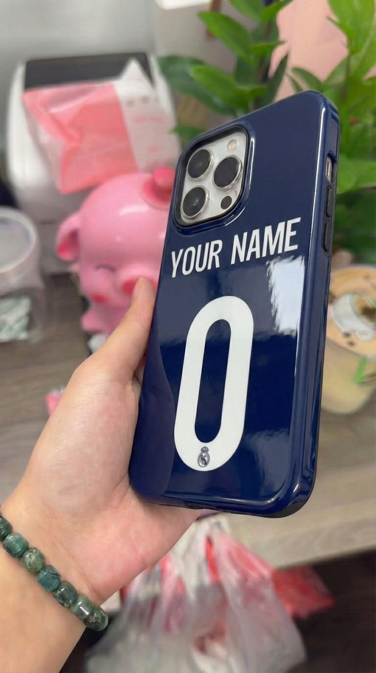 Custom Personal Back Number Jersey Real Madrid CF 2025/2026 Cup Soccer Team Inspire custom Sport Phone Case Collection for iPhone 17-11, Samsung S25-S21