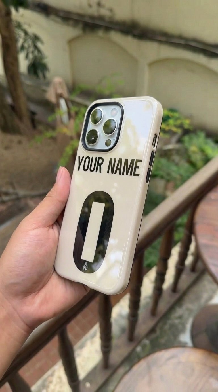 Custom Personal Back Number Jersey Real Madrid CF 2025/2026 Cup Soccer Team Inspire custom Sport Phone Case Collection for iPhone 17-11, Samsung S25-S21